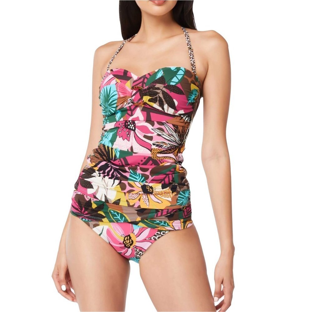 NWT Bleu Rod Beattie Run Wild Draped Tankini Top & Sarong Bikini Bottom 8